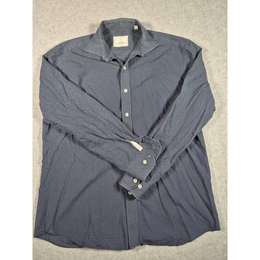 Todd Snyder Dress Shirt Mens 16 32/33 Blue Polka Dot Long Sleeve Button Up